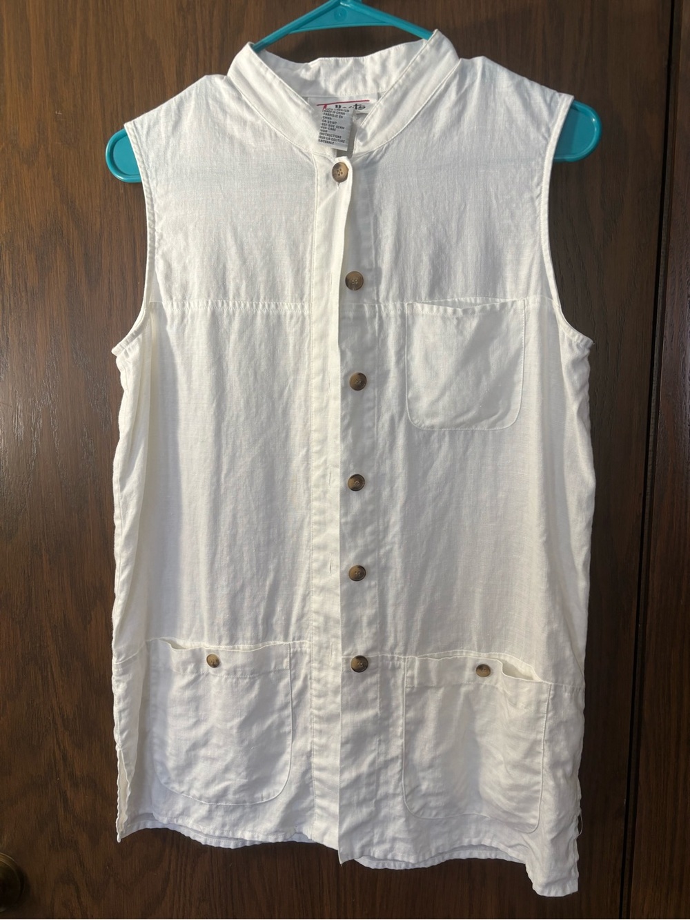 Talbots Sleeveless 100% Linen Utility Vest Top Tunic